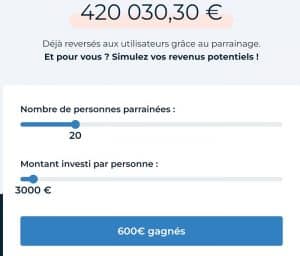 Simuler vos revenus via le parrainage BRICKS