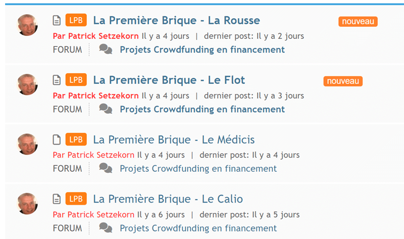 La Première Brique projets en financement