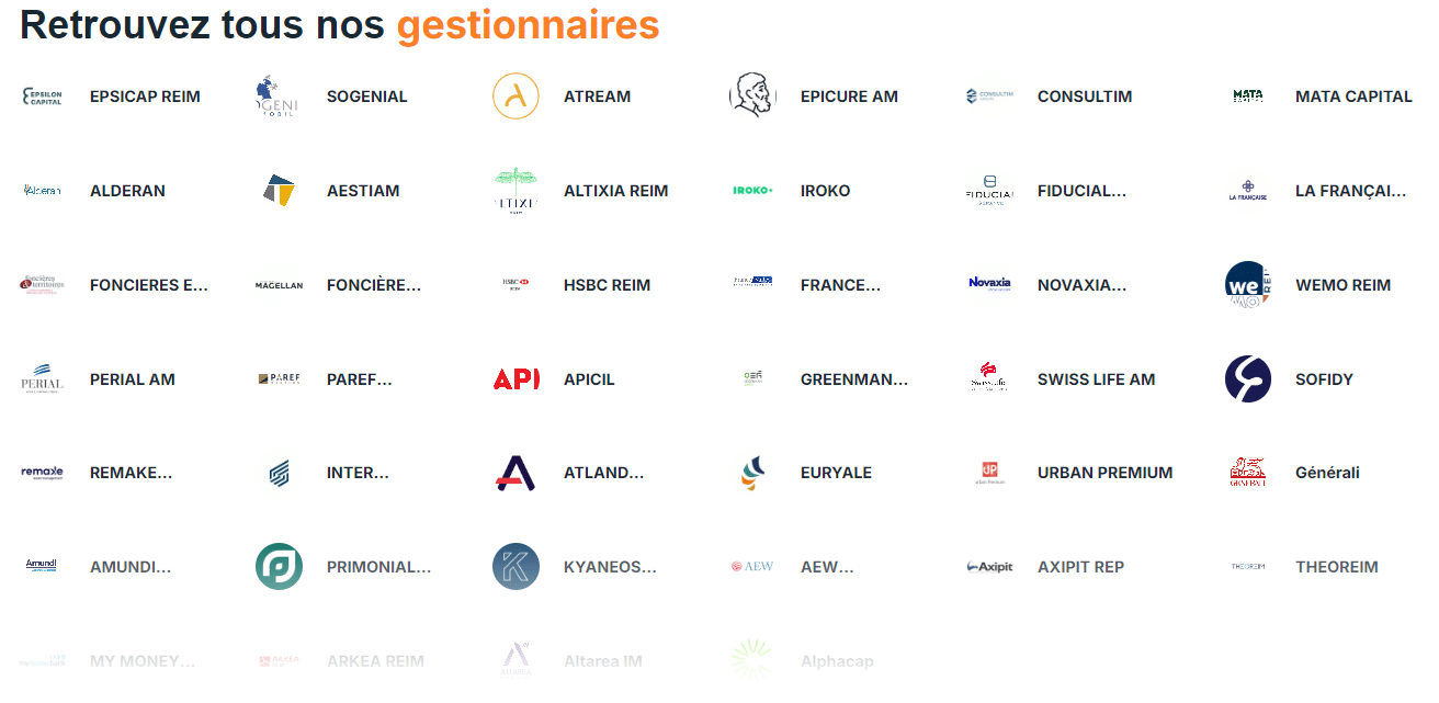 Epargnoo Liste des gestionnaires