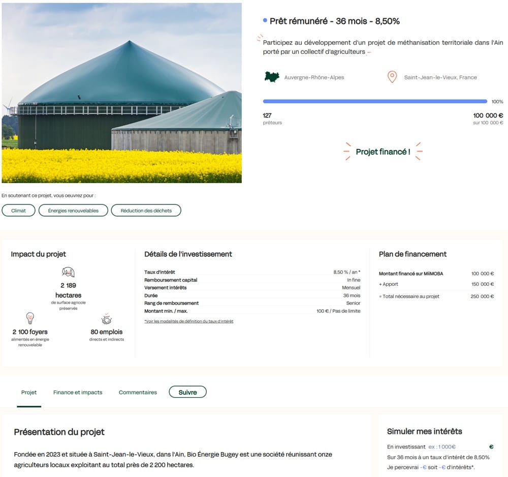 Fiche projet Miimosa