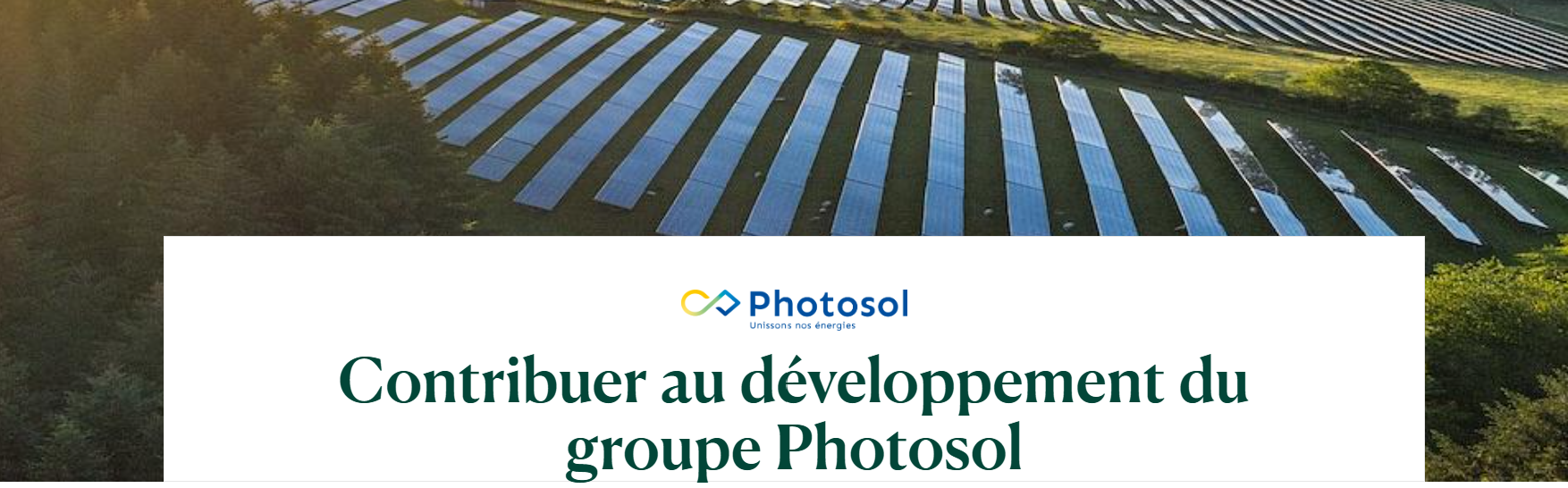 Contribuer au d&eacute;veloppement du groupe Photosol