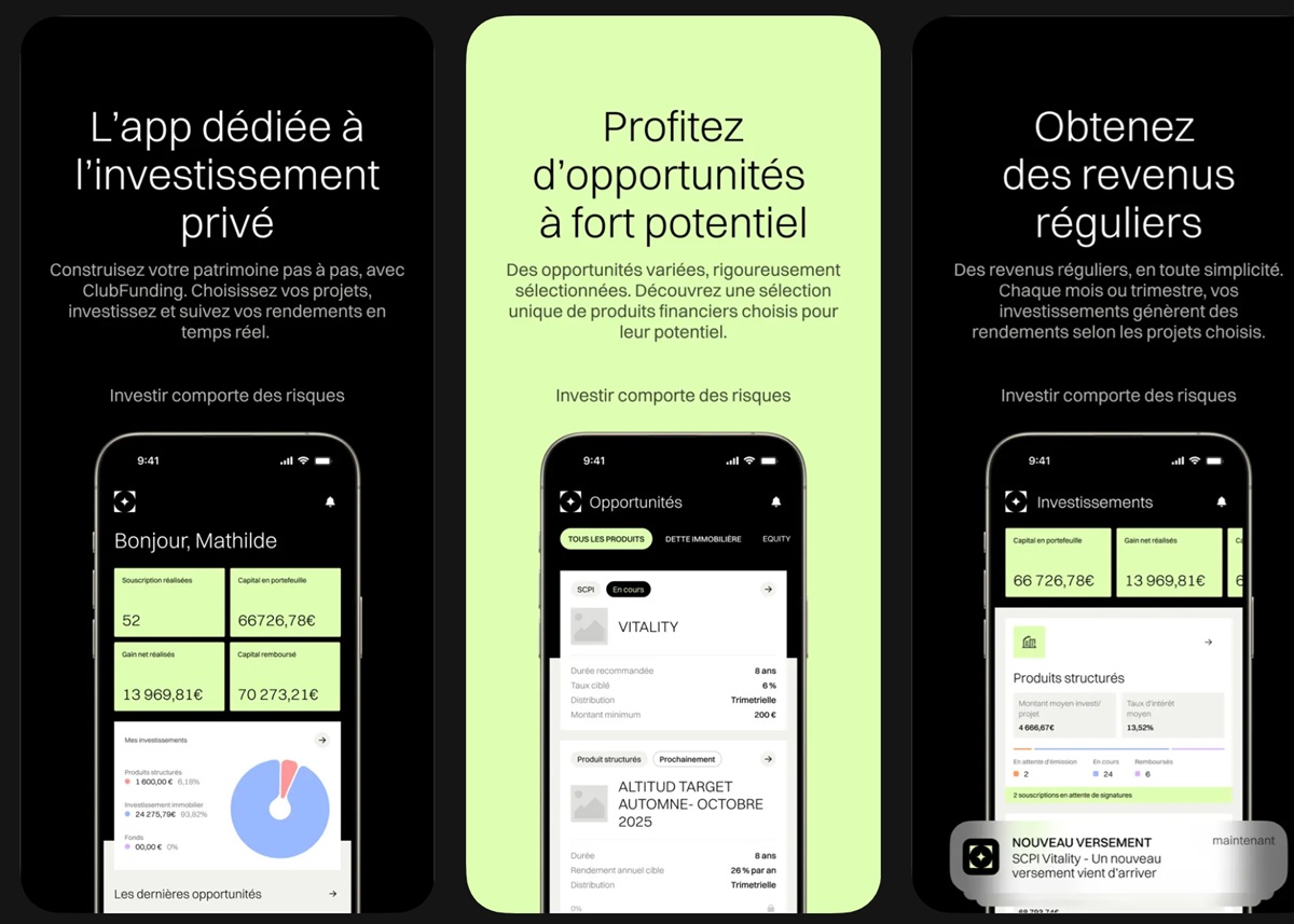 L'application mobile iPhone et Android de Clubfunding