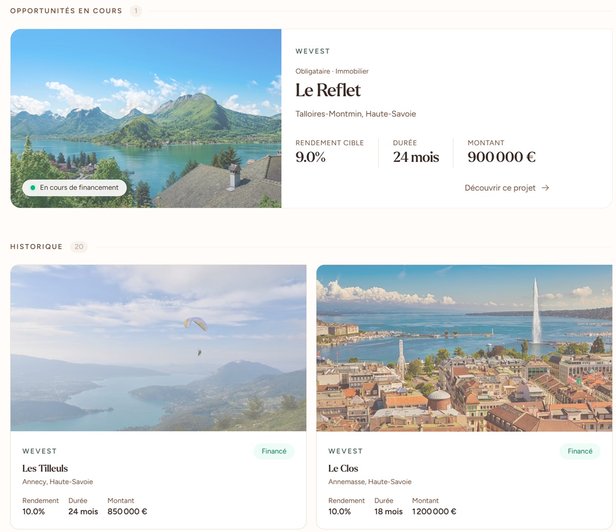 Wevest : la liste des projets en financement