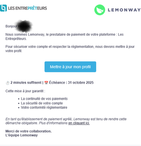 LEMONWAY   Action requise – Mettez à jour vos informations