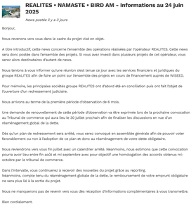 26 Juin 2025   NAMASTE   Réaménagement Global de la Dette