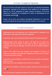 Le César (93) des nouvelles de votre projet