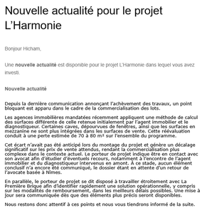12 Janv 26   Erreur sur la surface corrigé de 80 m2   Nouvelle actualité pour le projet L’Harmonie