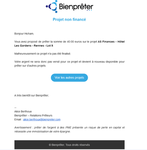 Bienprêter Projet annulé