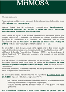 Suspension temporaire des collectes en prêt   nouvelle réglementation européenne